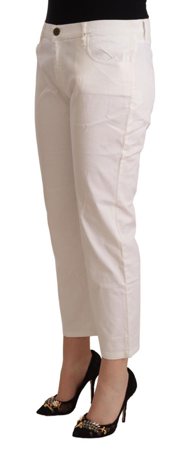 L'Autre Chose – Schicke, weiße Skinny-Crop-Jeans mit mittlerer Taille