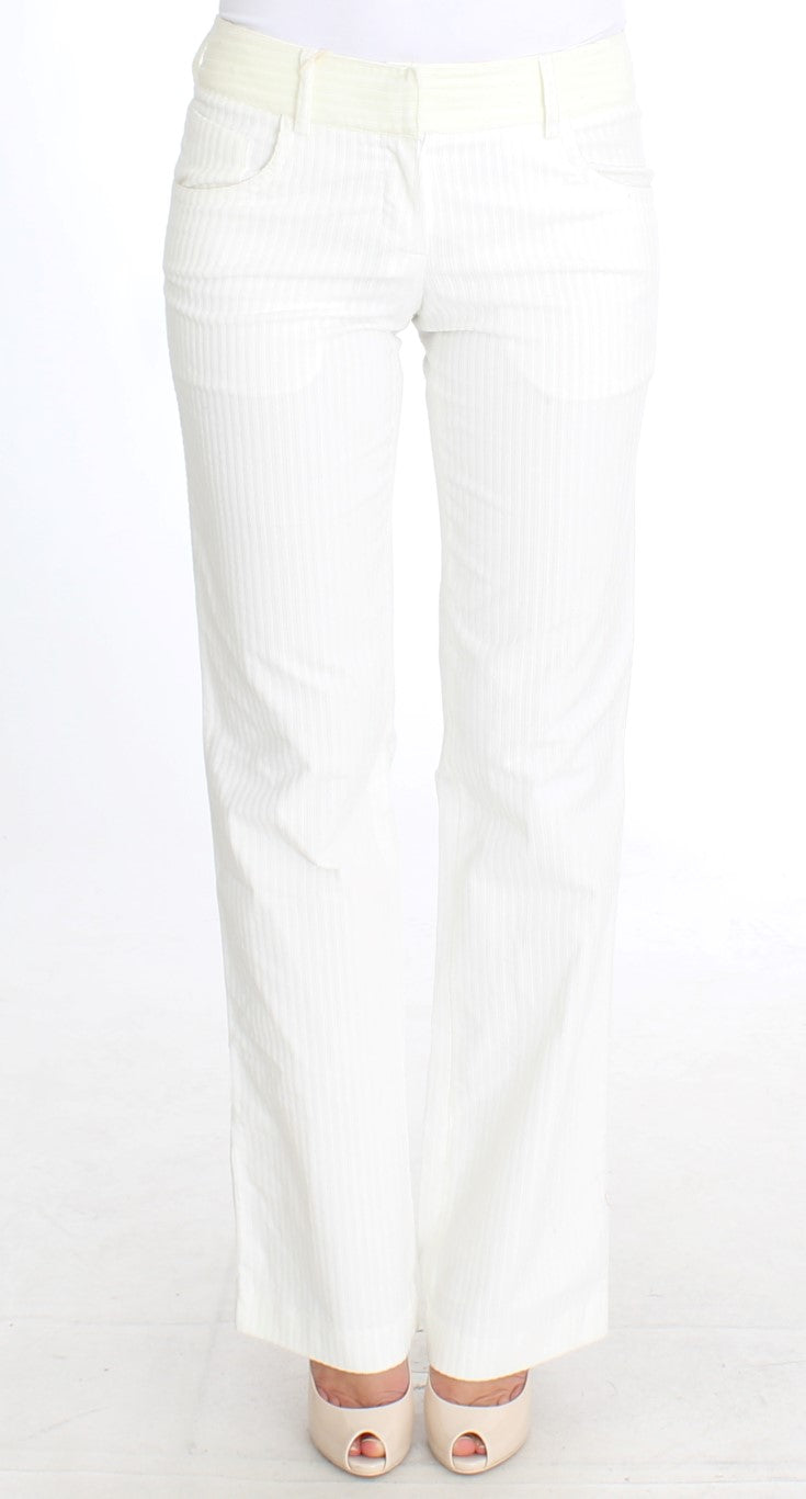 Ermanno Scervino Schicke weiß gestreifte Hose mit gerader Passform