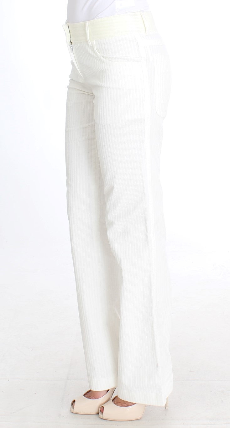 Ermanno Scervino Schicke weiß gestreifte Hose mit gerader Passform