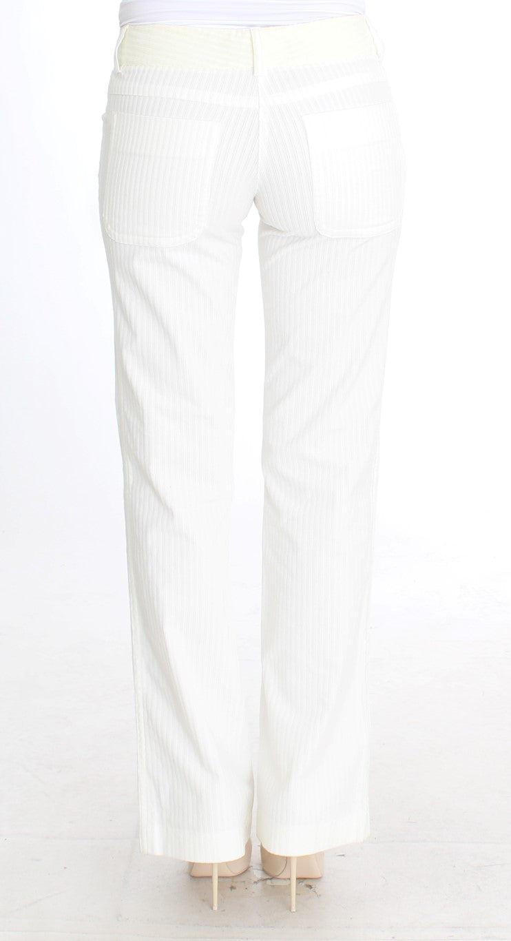 Ermanno Scervino Schicke weiß gestreifte Hose mit gerader Passform