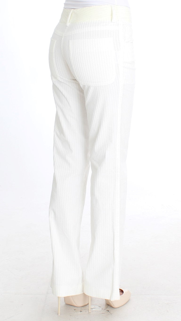 Ermanno Scervino Schicke weiß gestreifte Hose mit gerader Passform