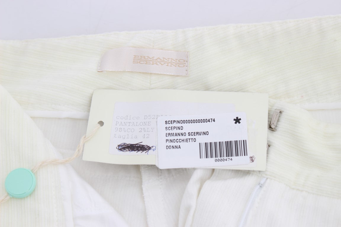 Ermanno Scervino Schicke weiß gestreifte Hose mit gerader Passform
