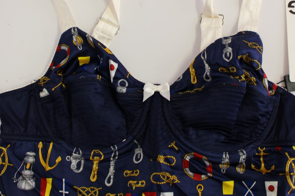 Dolce &amp; Gabbana – Blaues Stretch-Tanktop mit Matrosenmotiv