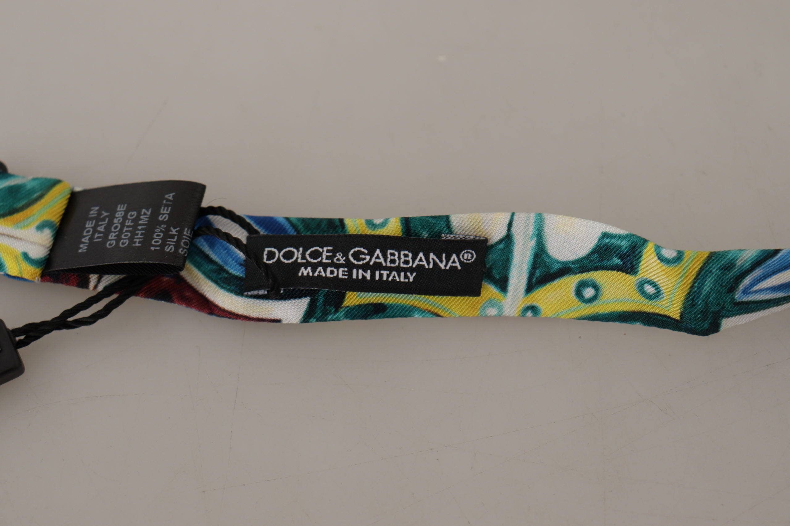 Papion elegant Dolce &amp; Gabbana cu imprimeu majolic din mătase