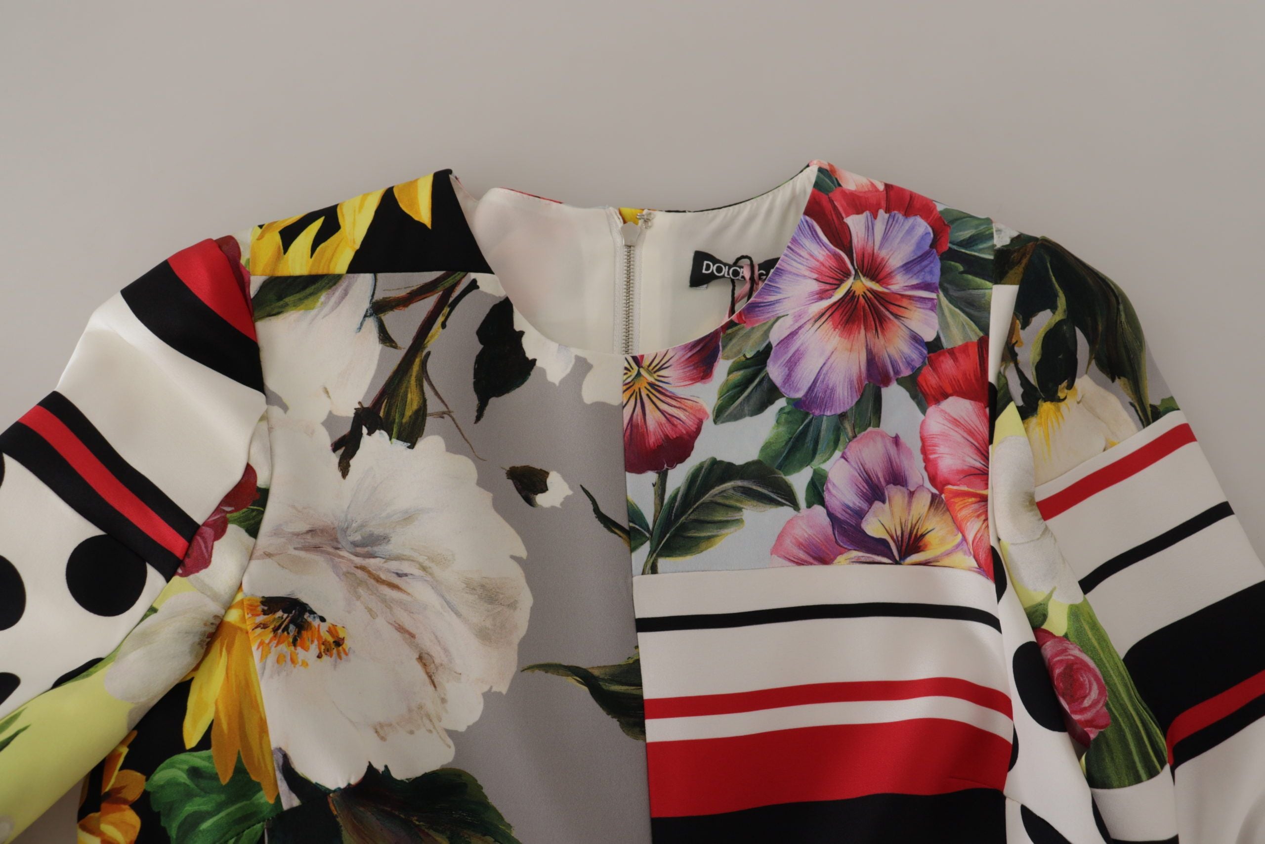 Dolce &amp; Gabbana Mehrfarbiges Patchwork-Etuikleid aus Charmeuse