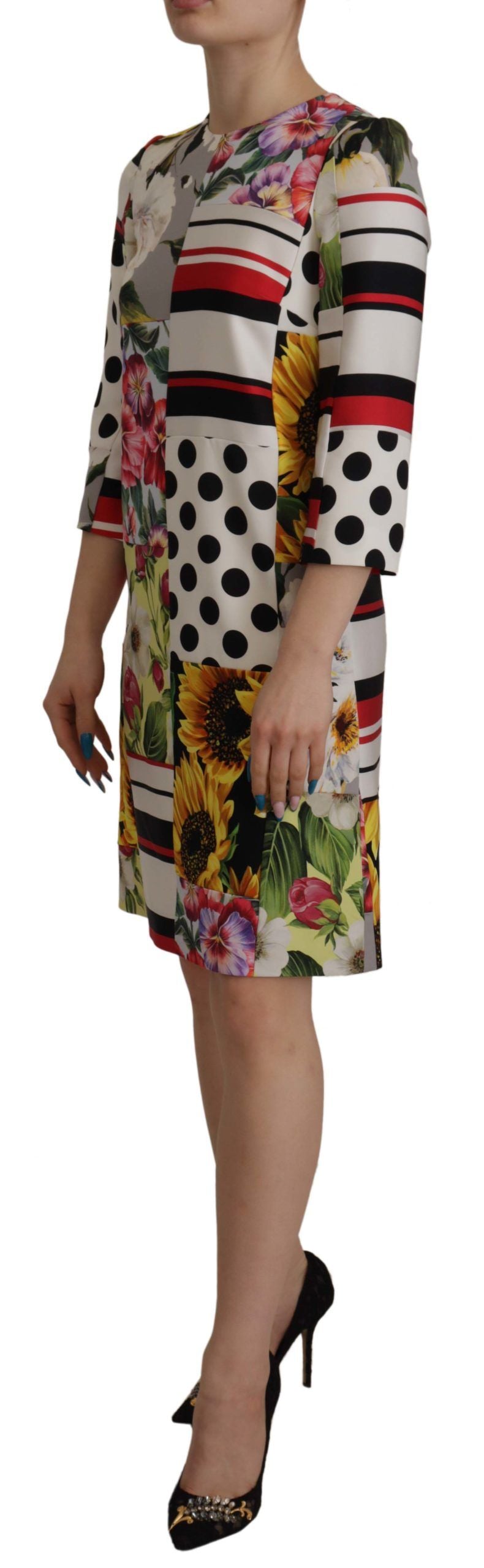 Dolce &amp; Gabbana Mehrfarbiges Patchwork-Etuikleid aus Charmeuse