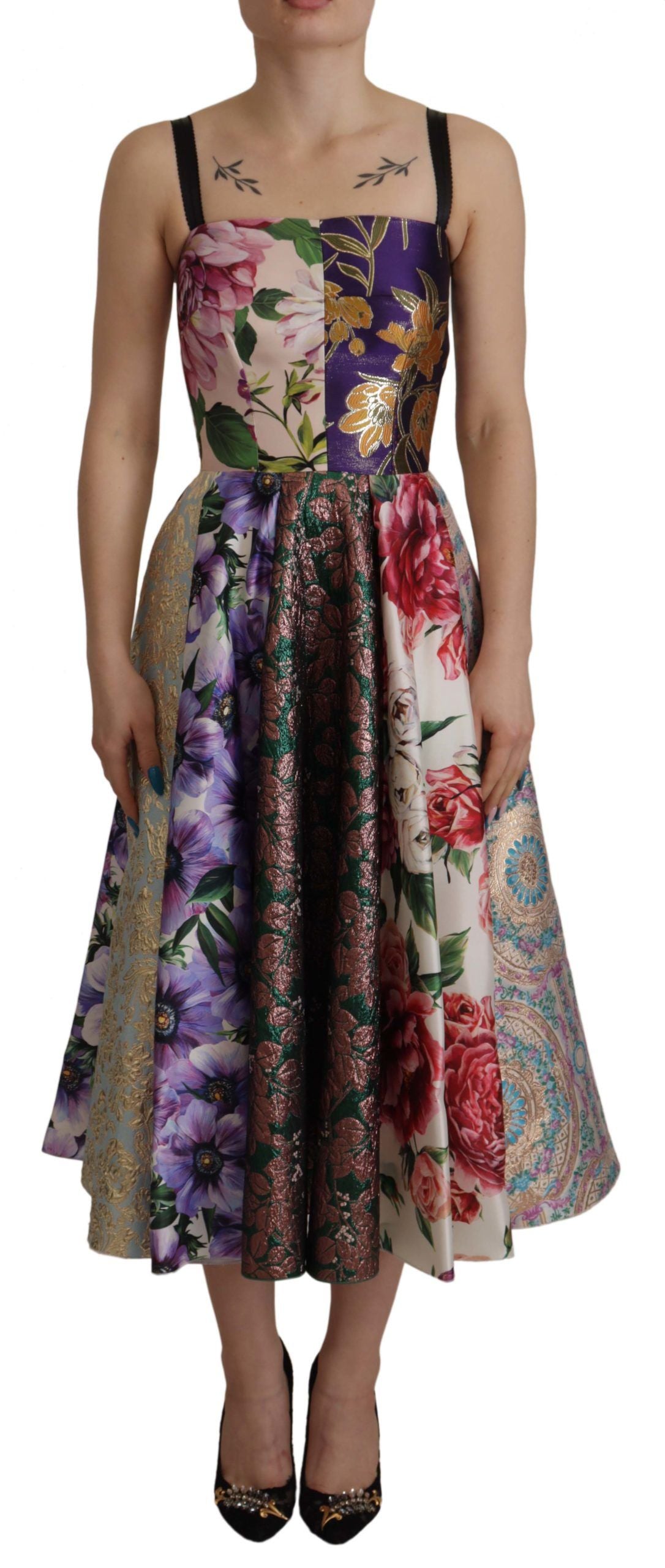 Rochie Dolce &amp; Gabbana Patchwork Elegance din amestec de mătase