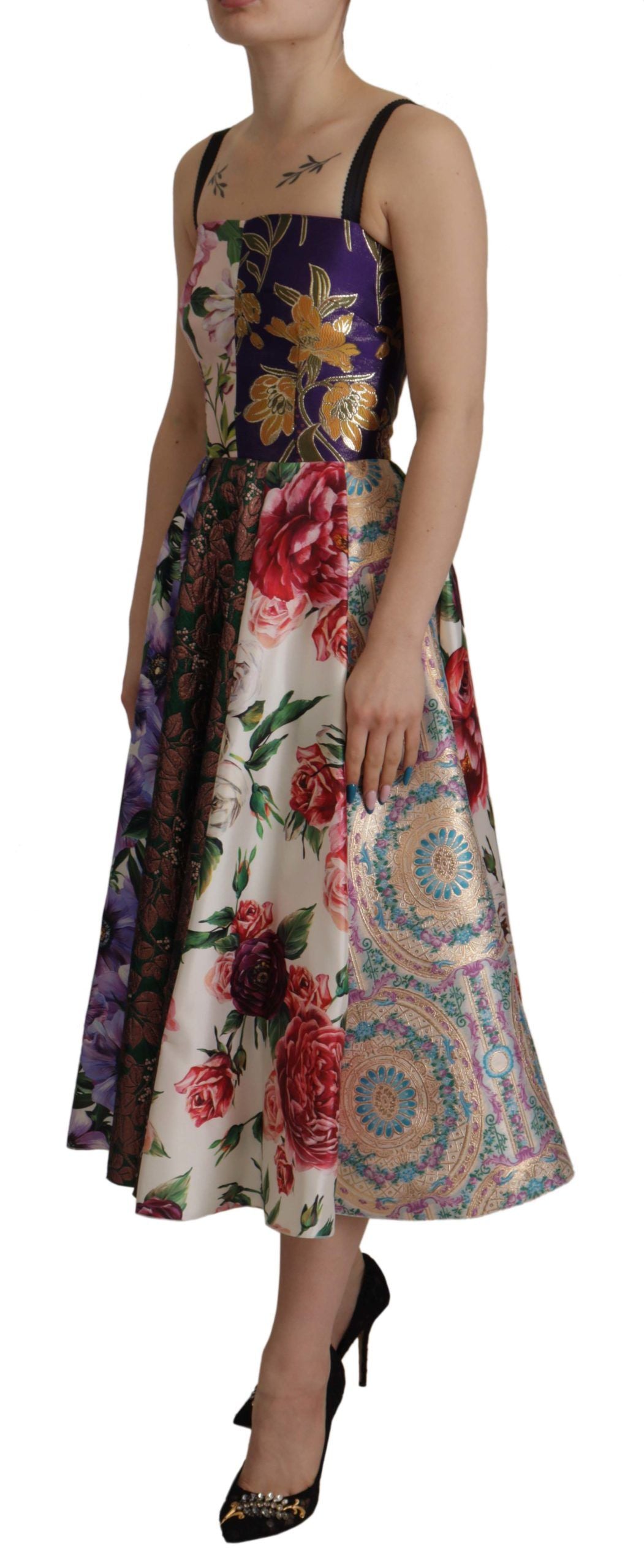 Rochie Dolce &amp; Gabbana Patchwork Elegance din amestec de mătase
