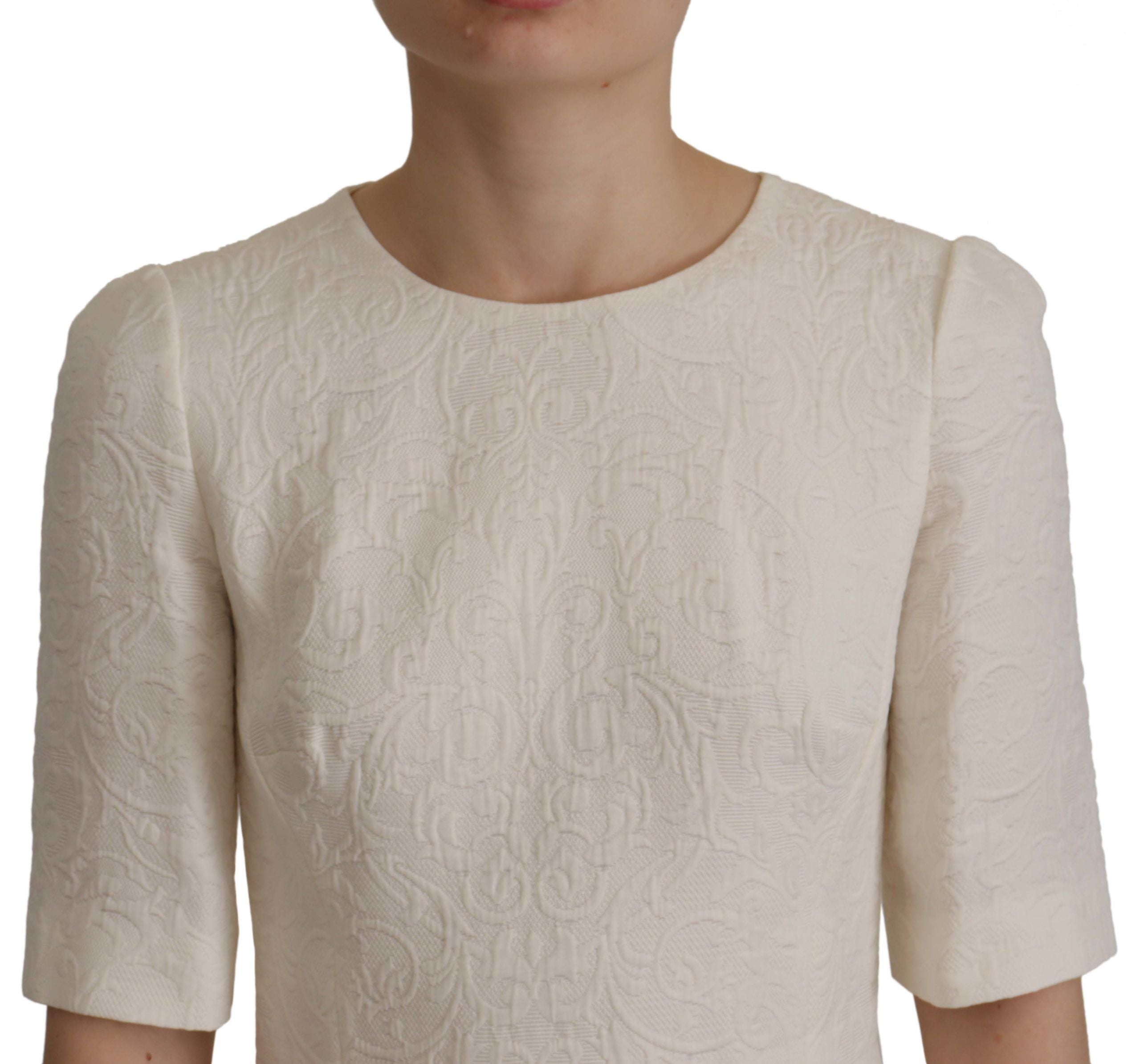Rochie midi elegantă din jacquard Dolce &amp; Gabbana, albă