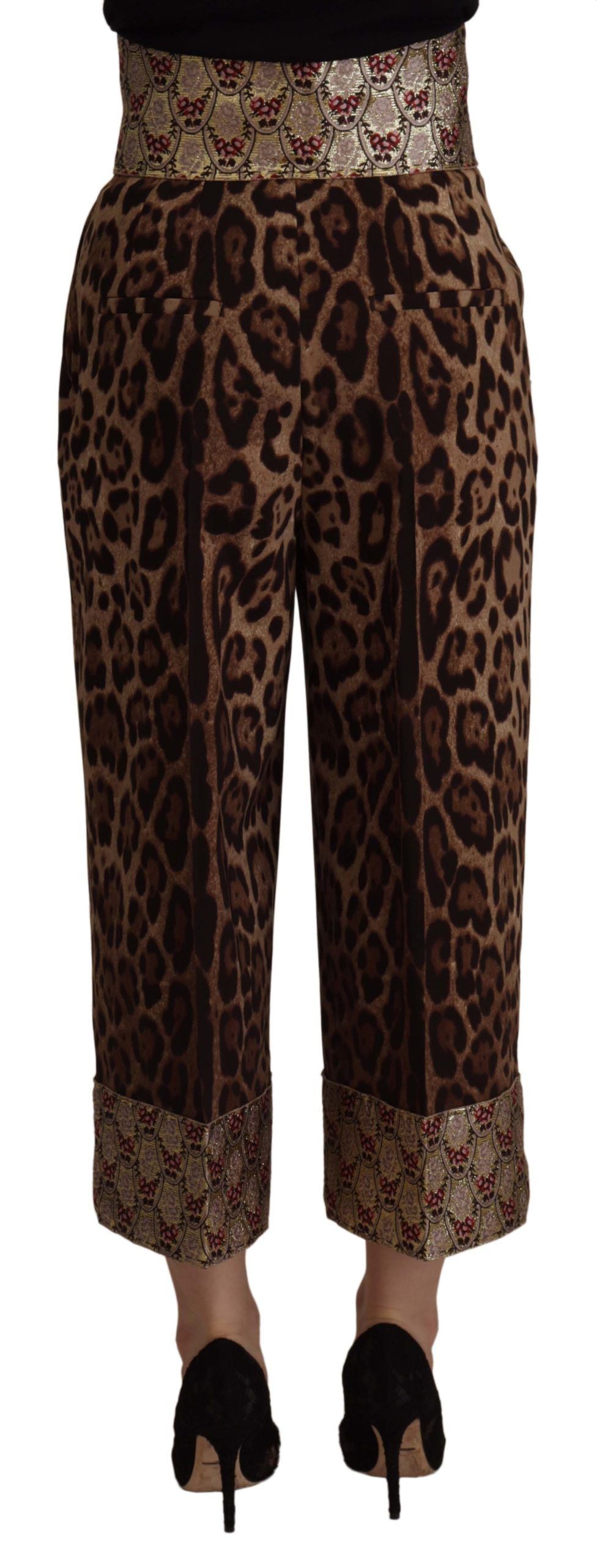 Dolce &amp; Gabbana – Kurze Jacquard-Hose mit Leopardenmuster und hoher Taille