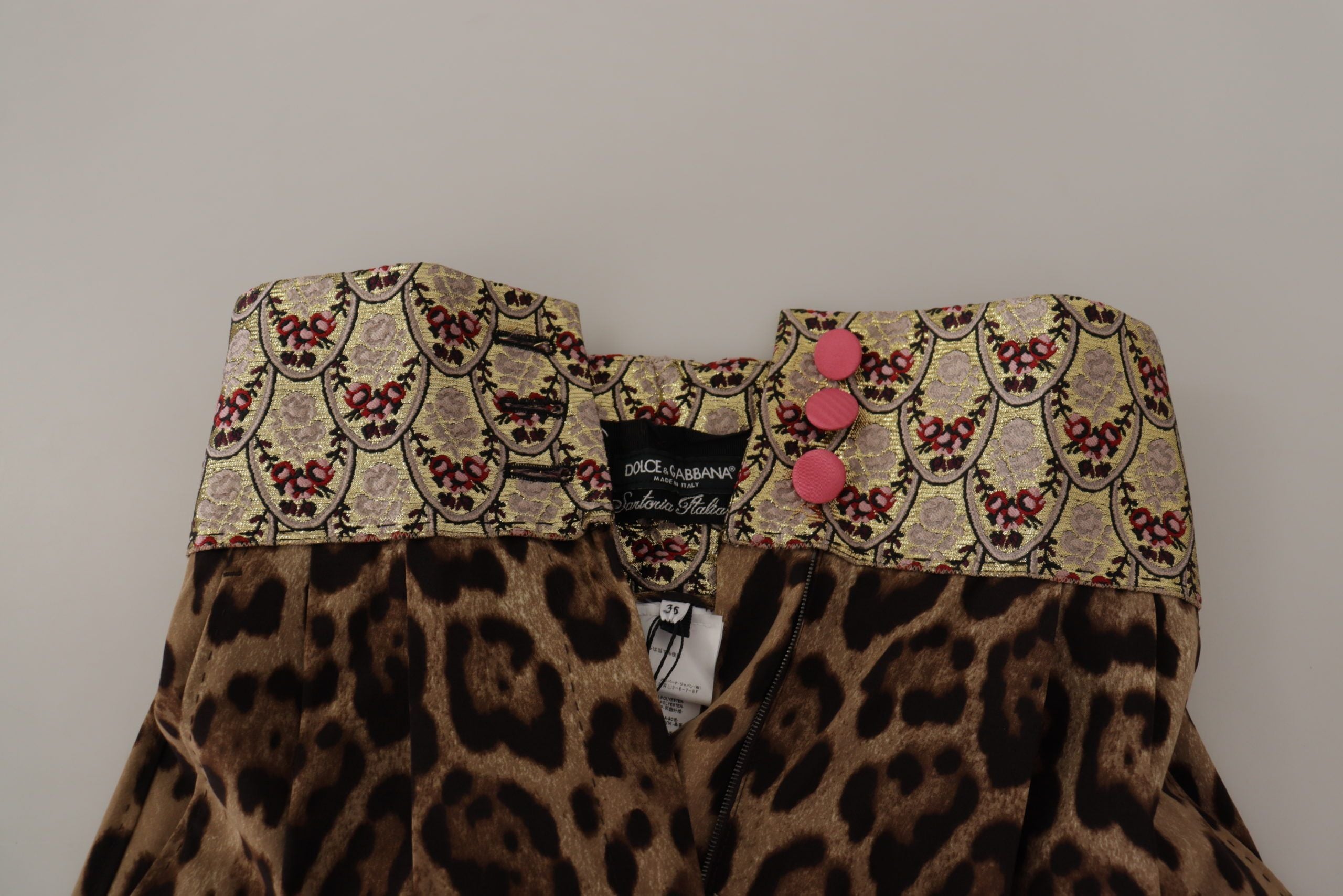 Dolce &amp; Gabbana – Kurze Jacquard-Hose mit Leopardenmuster und hoher Taille