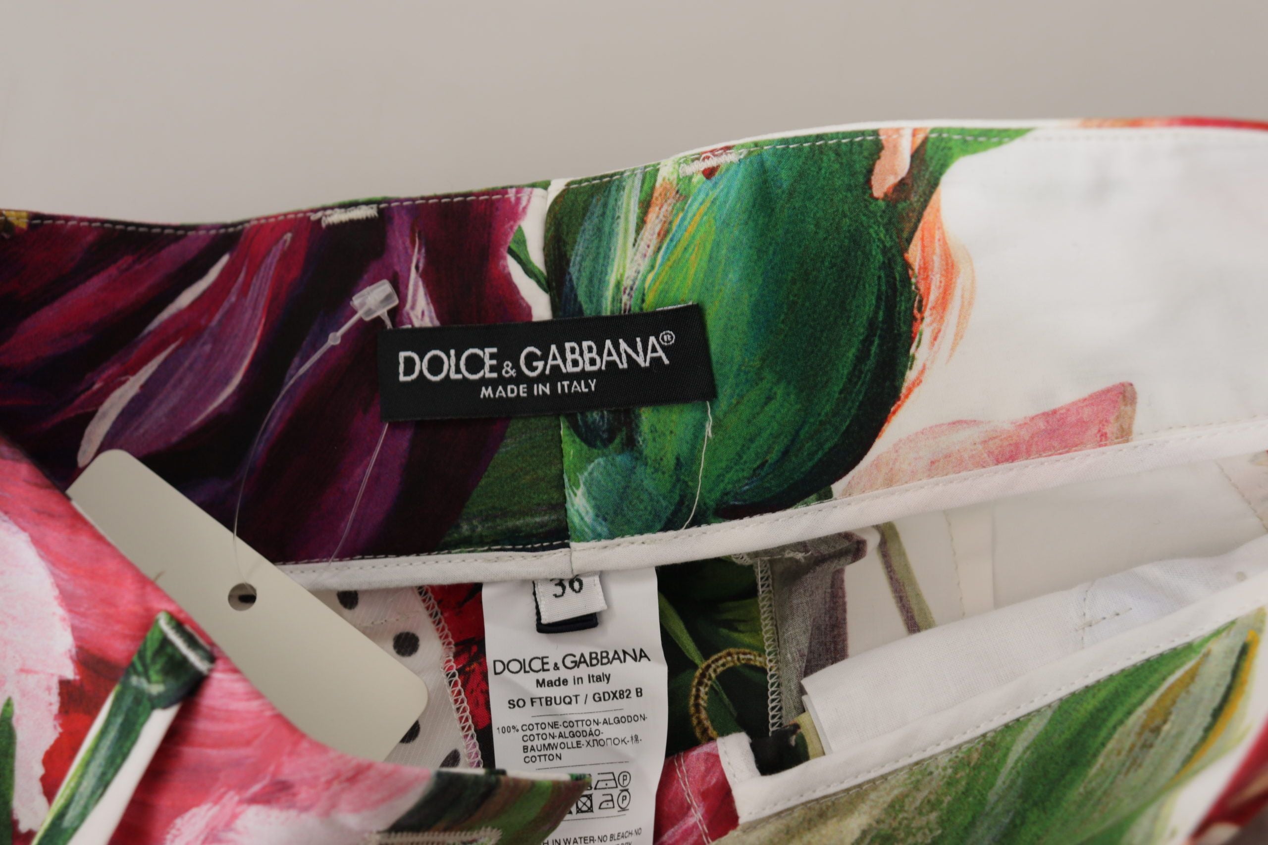 Pantaloni scurți cu talie înaltă și imprimeu floral Majolic multicolor Dolce &amp; Gabbana