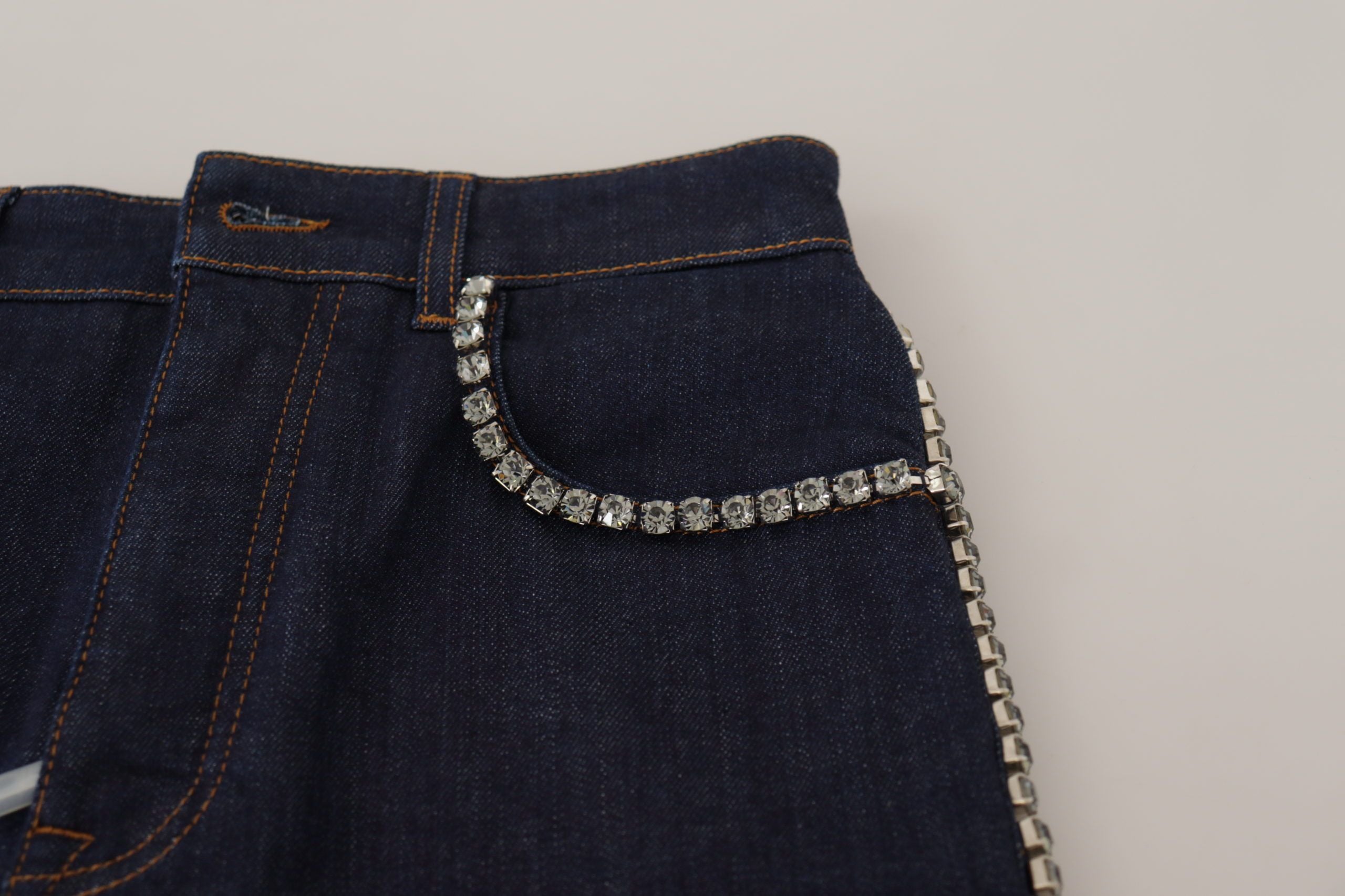 Pantaloni scurți Dolce &amp; Gabbana Chic cu talie înaltă și detalii cu cristale