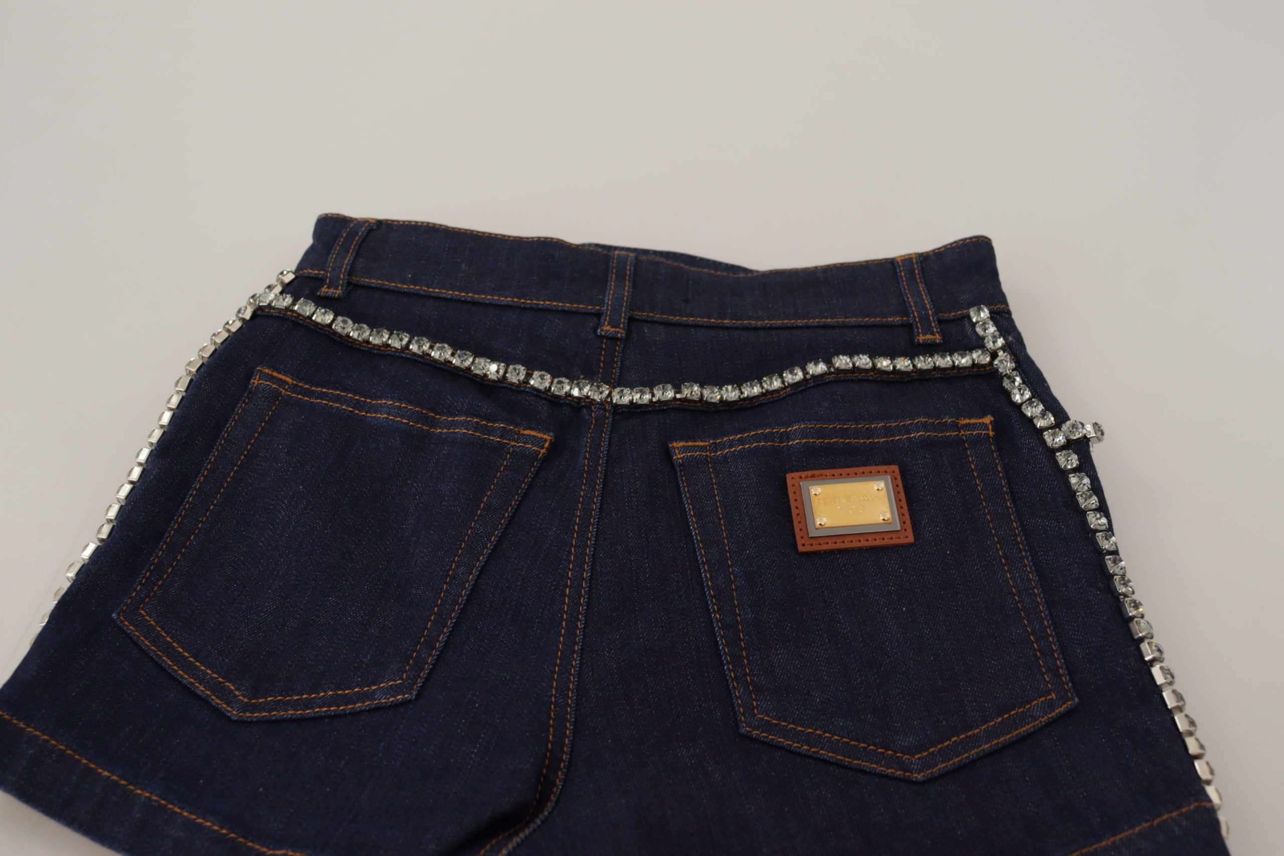 Pantaloni scurți Dolce &amp; Gabbana Chic cu talie înaltă și detalii cu cristale