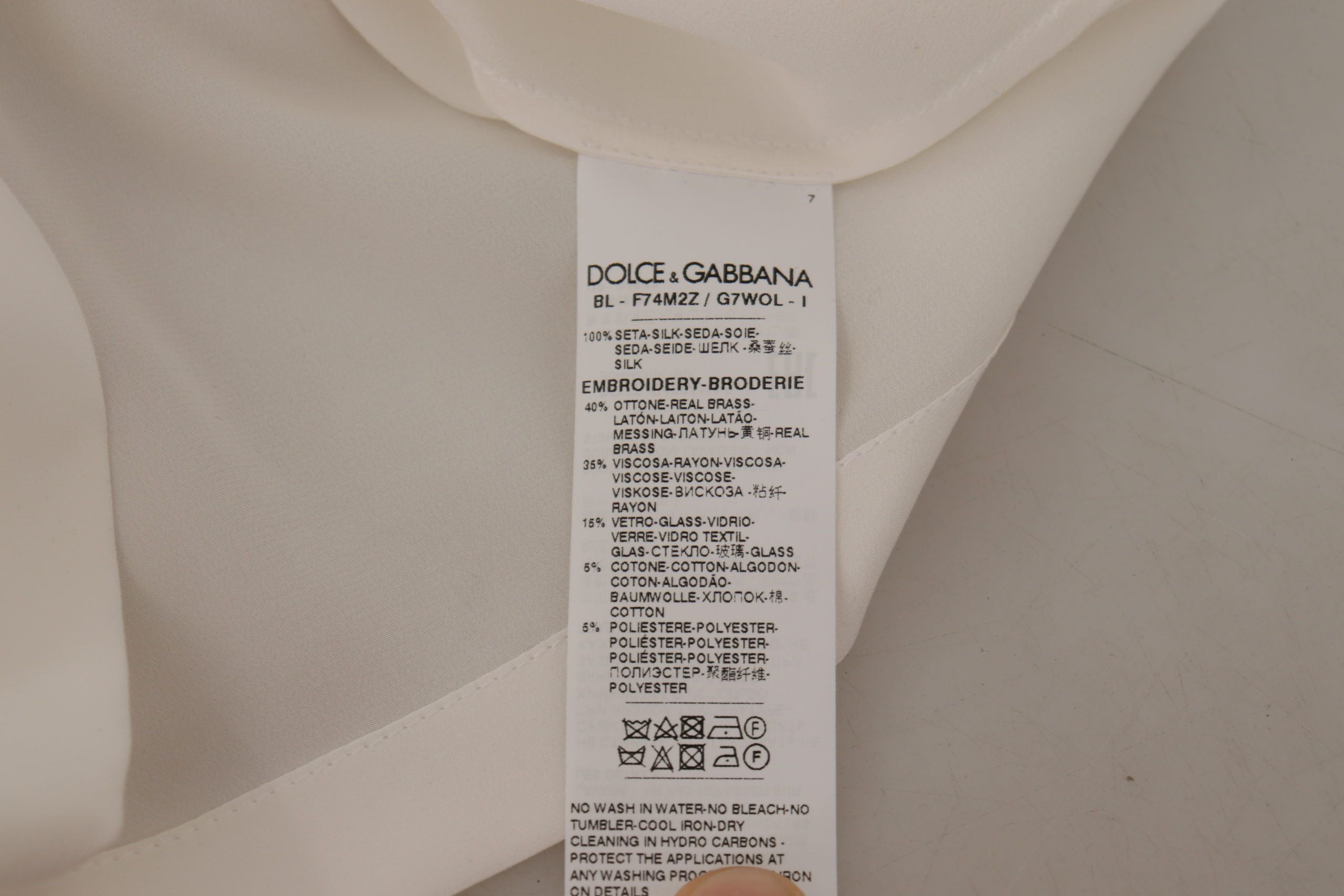 Bluză elegantă de mătase Dolce &amp; Gabbana cu broderie coroană aurie