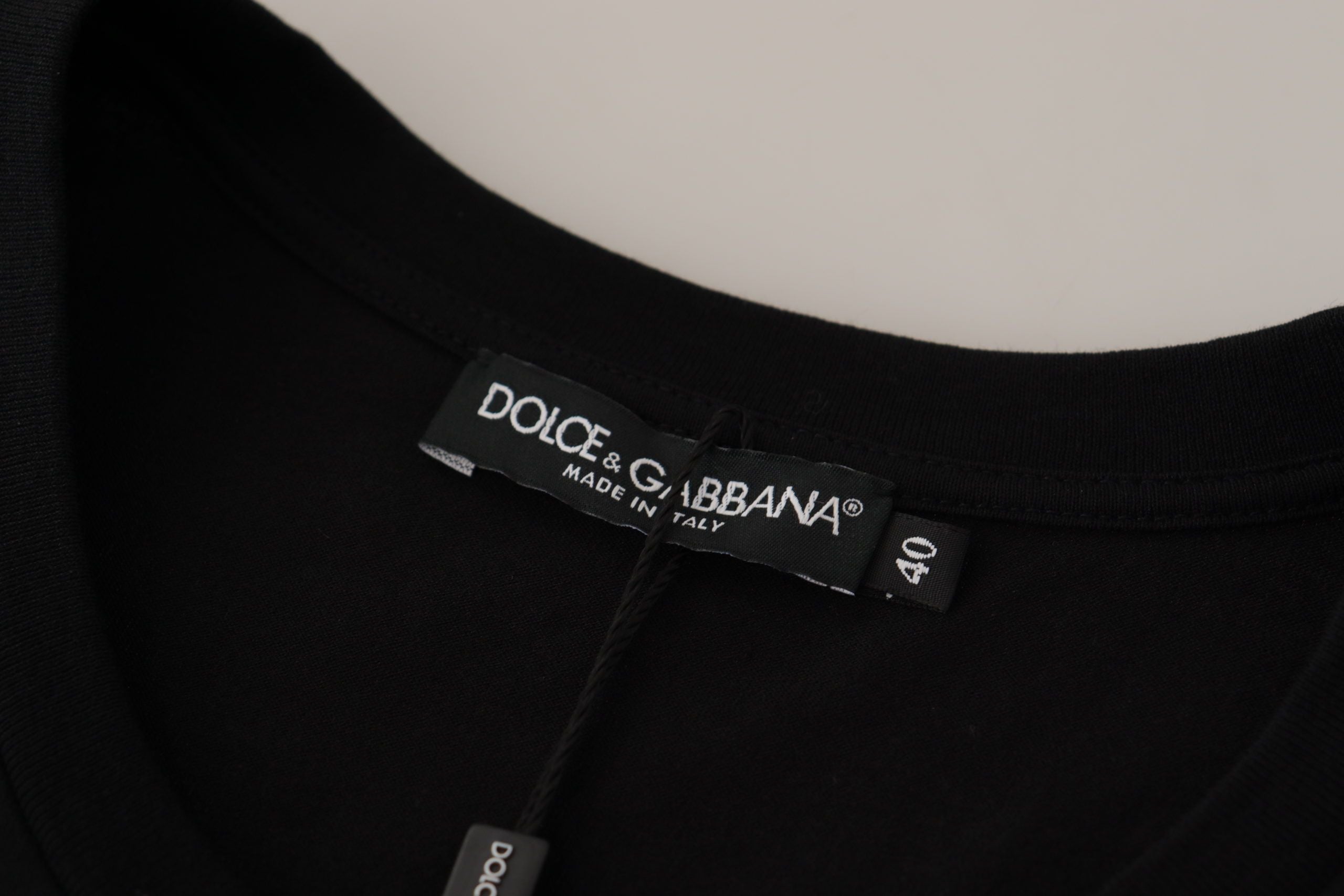 Tricou Dolce &amp; Gabbana Chic Black Logo din bumbac pentru femei