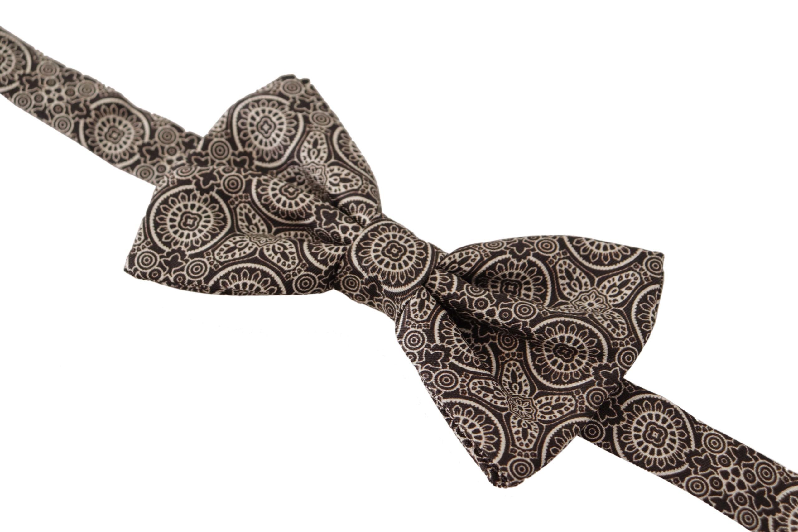 Papion elegant din mătase alb-negru Dolce &amp; Gabbana
