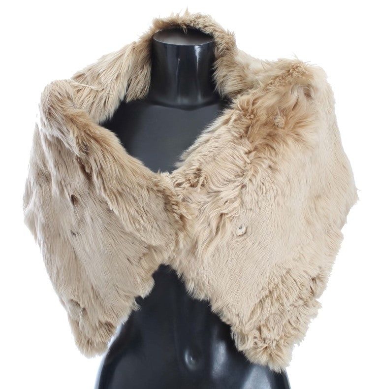 Dolce &amp; Gabbana – Eleganter Schulterumhang aus Alpakafell in Beige