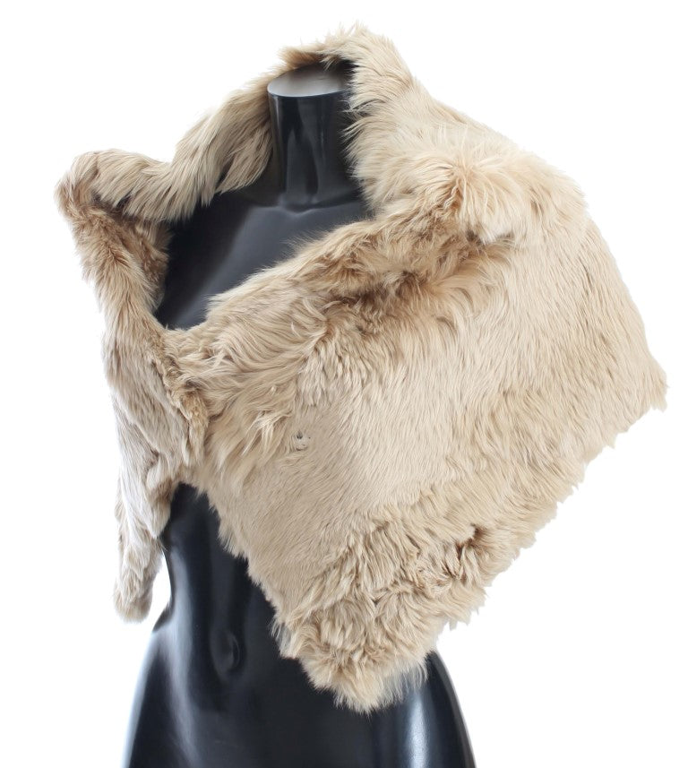 Dolce &amp; Gabbana – Eleganter Schulterumhang aus Alpakafell in Beige