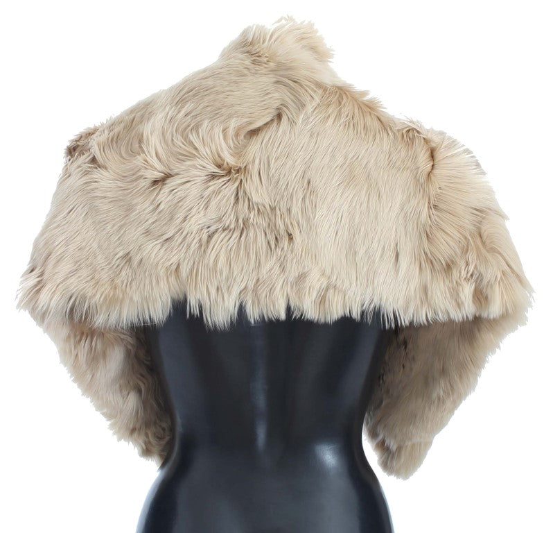 Dolce &amp; Gabbana - Șal elegant pentru umeri din blană de alpaca, bej