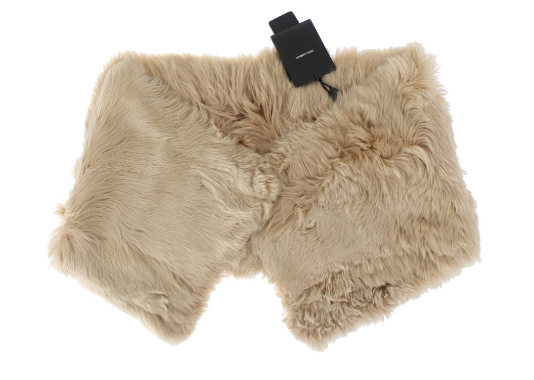 Dolce &amp; Gabbana - Șal elegant pentru umeri din blană de alpaca, bej