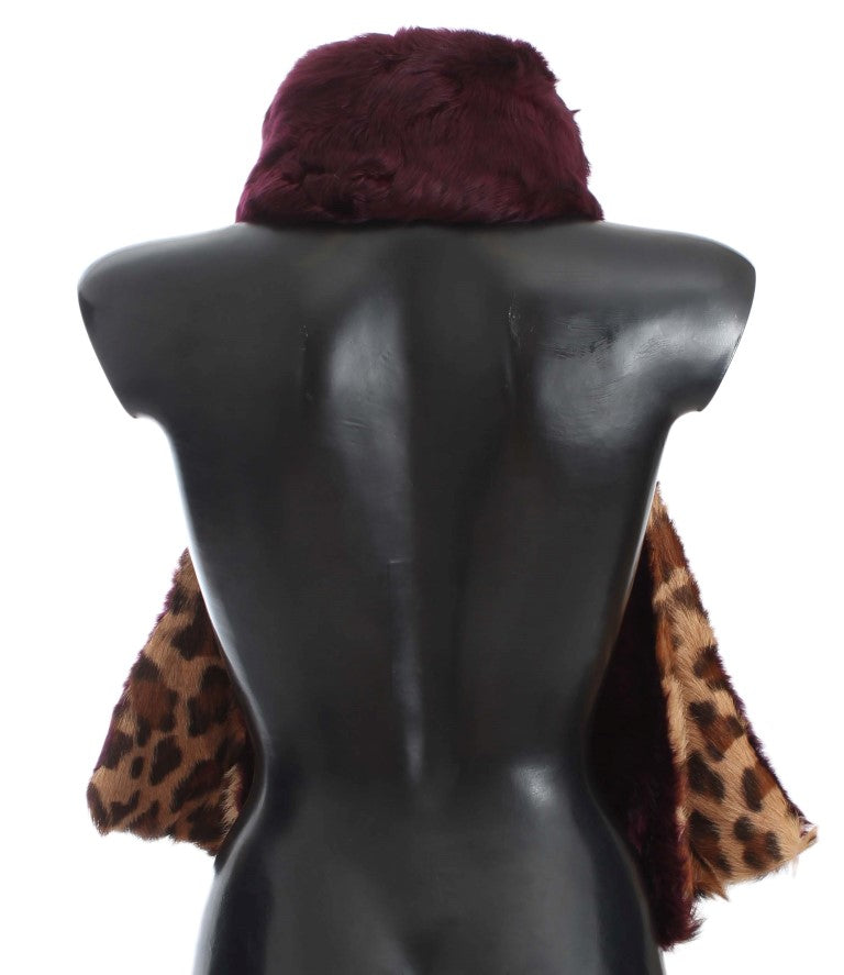Dolce &amp; Gabbana – Exquisiter Schal aus Lammfell mit Leopardenmuster