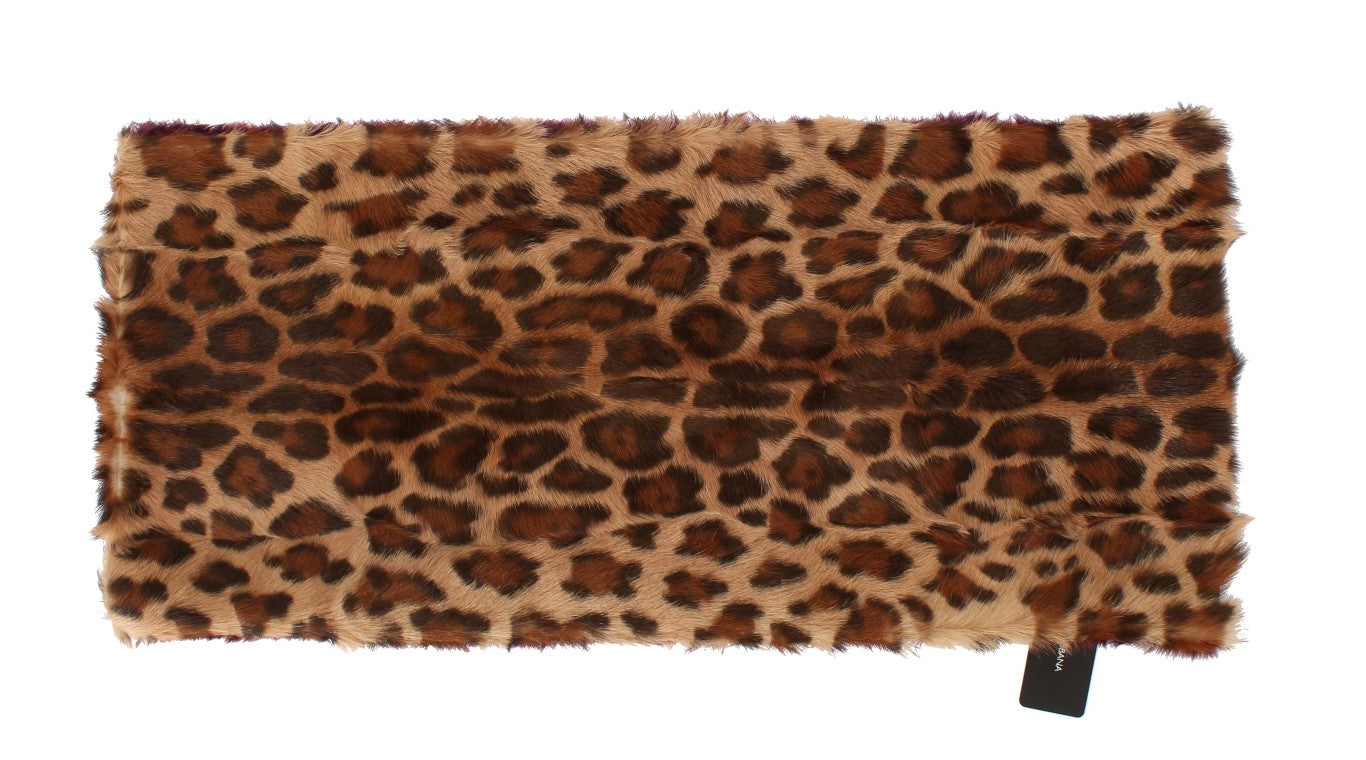 Dolce &amp; Gabbana – Exquisiter Schal aus Lammfell mit Leopardenmuster