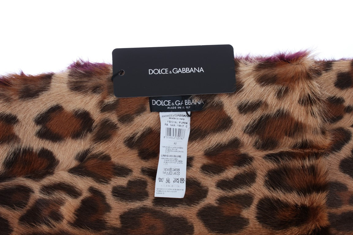 Dolce &amp; Gabbana – Exquisiter Schal aus Lammfell mit Leopardenmuster