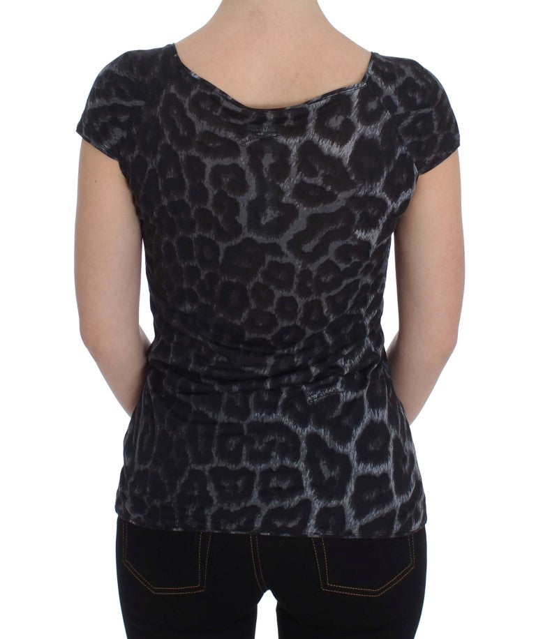 Top elegant cu imprimeu leopard și imprimeu modal de la Cavalli