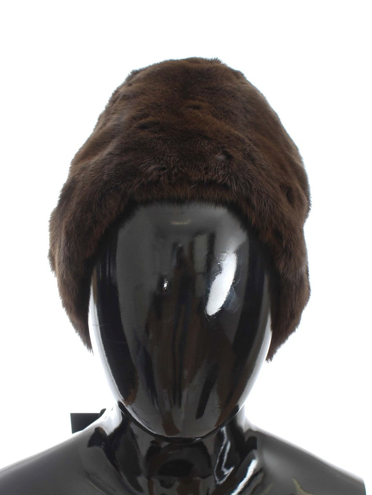Dolce &amp; Gabbana – Luxuriöse Beanie aus braunem Wieselfell