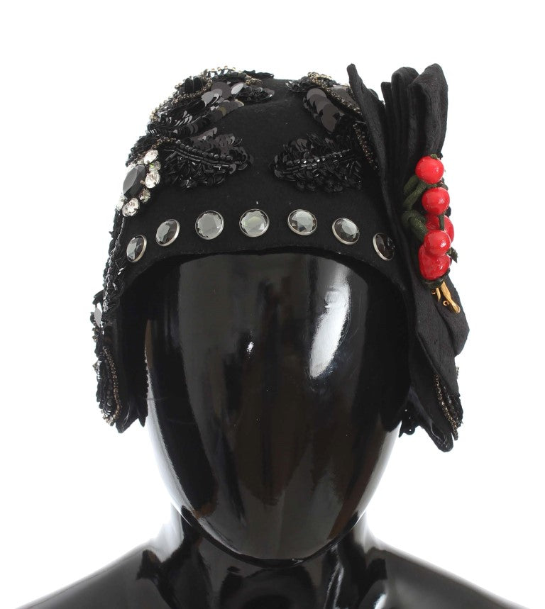 Dolce &amp; Gabbana – Eleganter schwarzer Glockenhut mit Kristallen