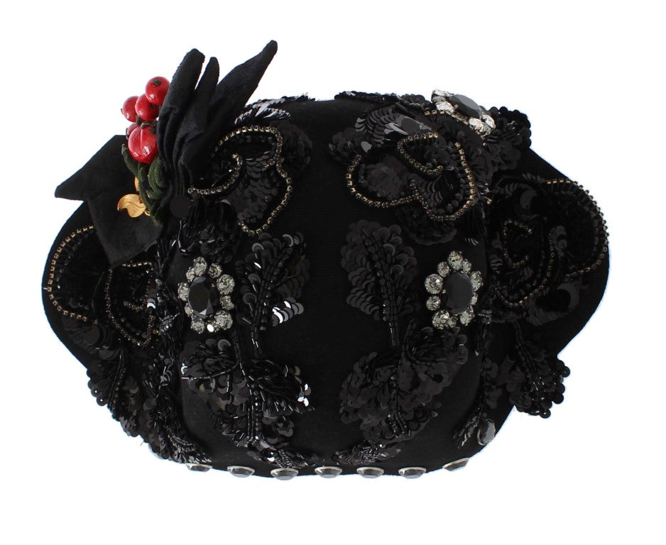 Pălărie Cloche Dolce &amp; Gabbana Elegant Black cu Cristale