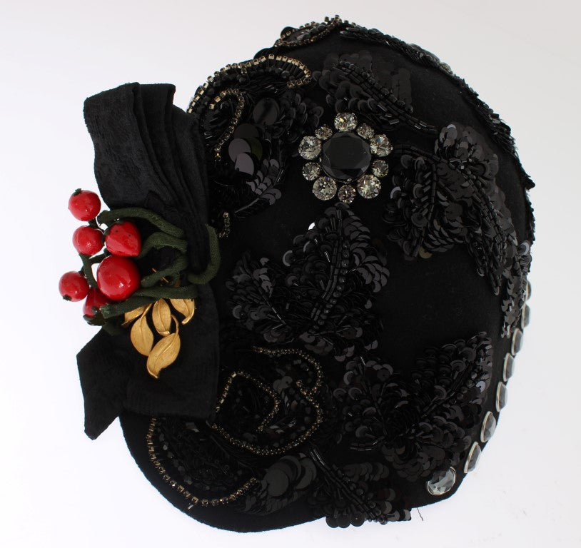 Pălărie Cloche Dolce &amp; Gabbana Elegant Black cu Cristale