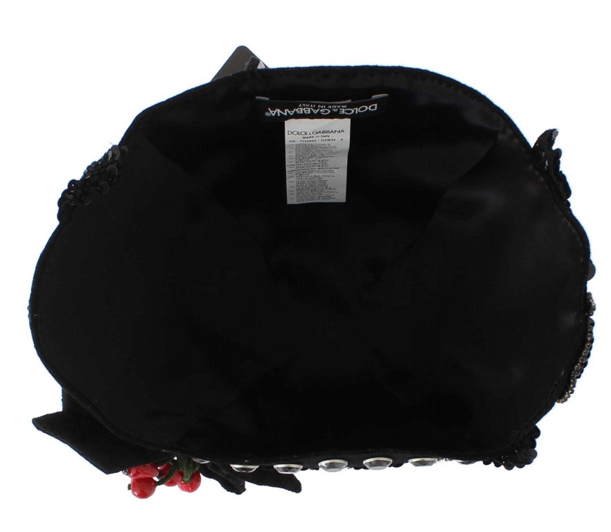 Pălărie Cloche Dolce &amp; Gabbana Elegant Black cu Cristale