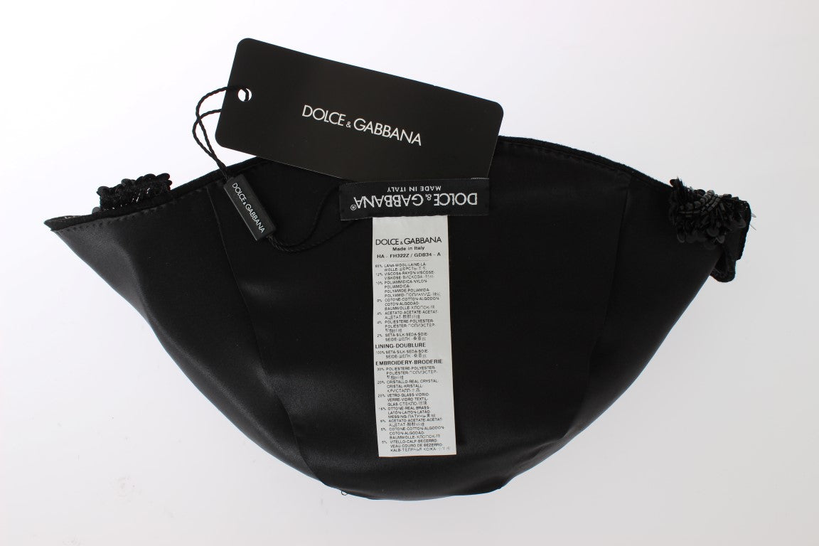 Pălărie Cloche Dolce &amp; Gabbana Elegant Black cu Cristale