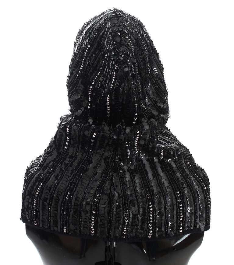 Dolce &amp; Gabbana Eșarfă elegantă cu glugă și paiete negre