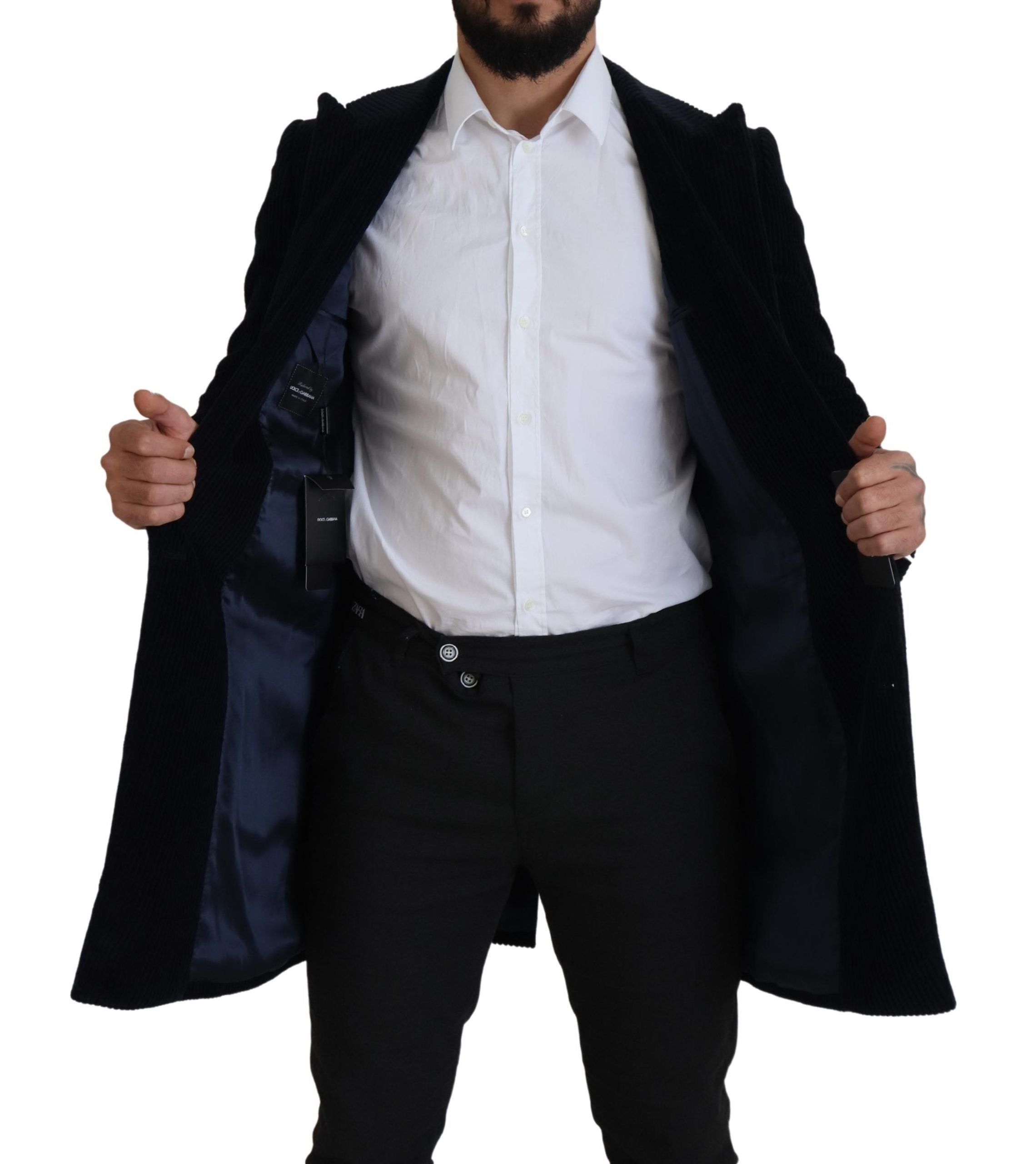 Dolce &amp; Gabbana Elegante schwarze lange Strickjacke aus Baumwolle