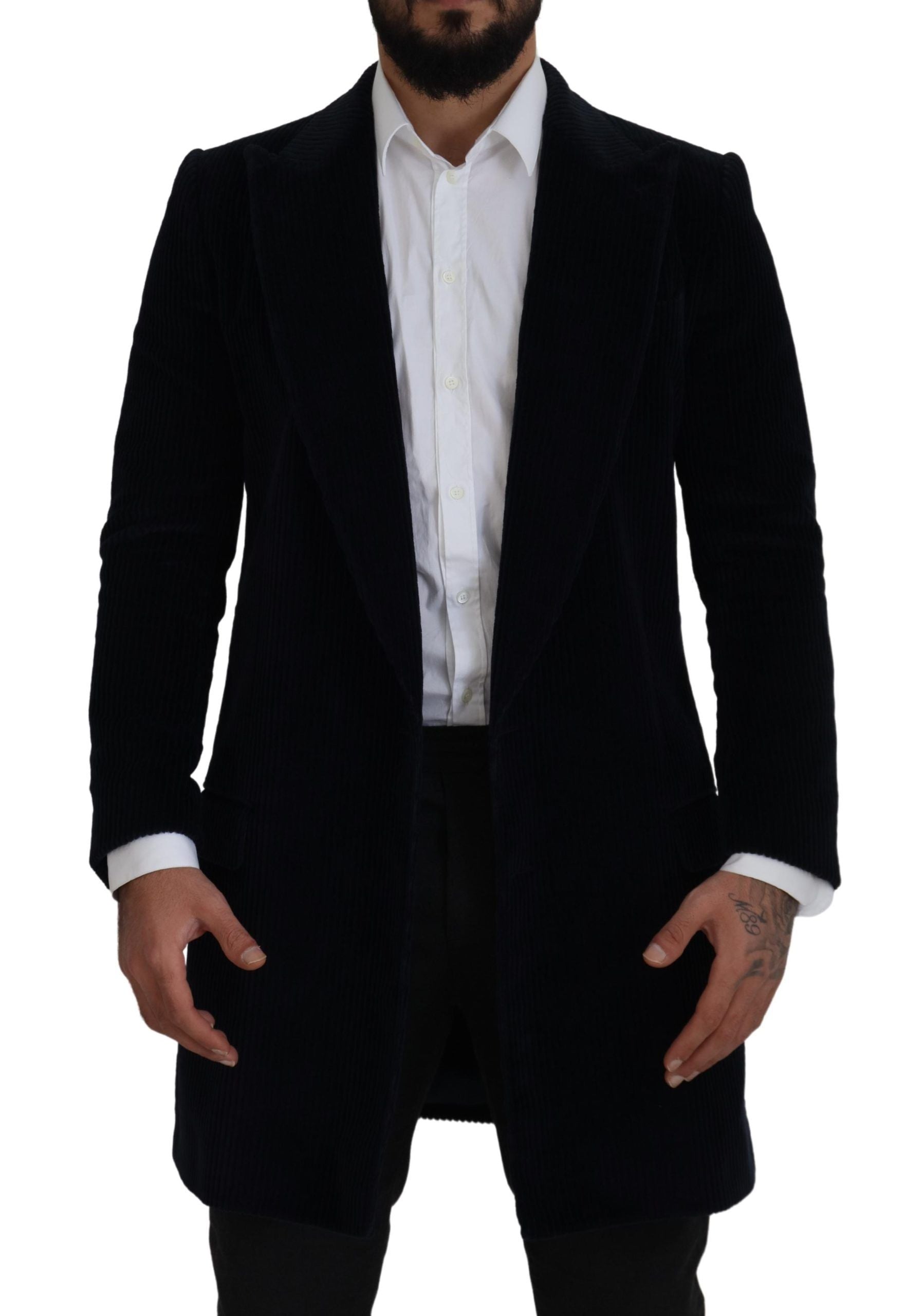 Dolce &amp; Gabbana Elegante schwarze lange Strickjacke aus Baumwolle