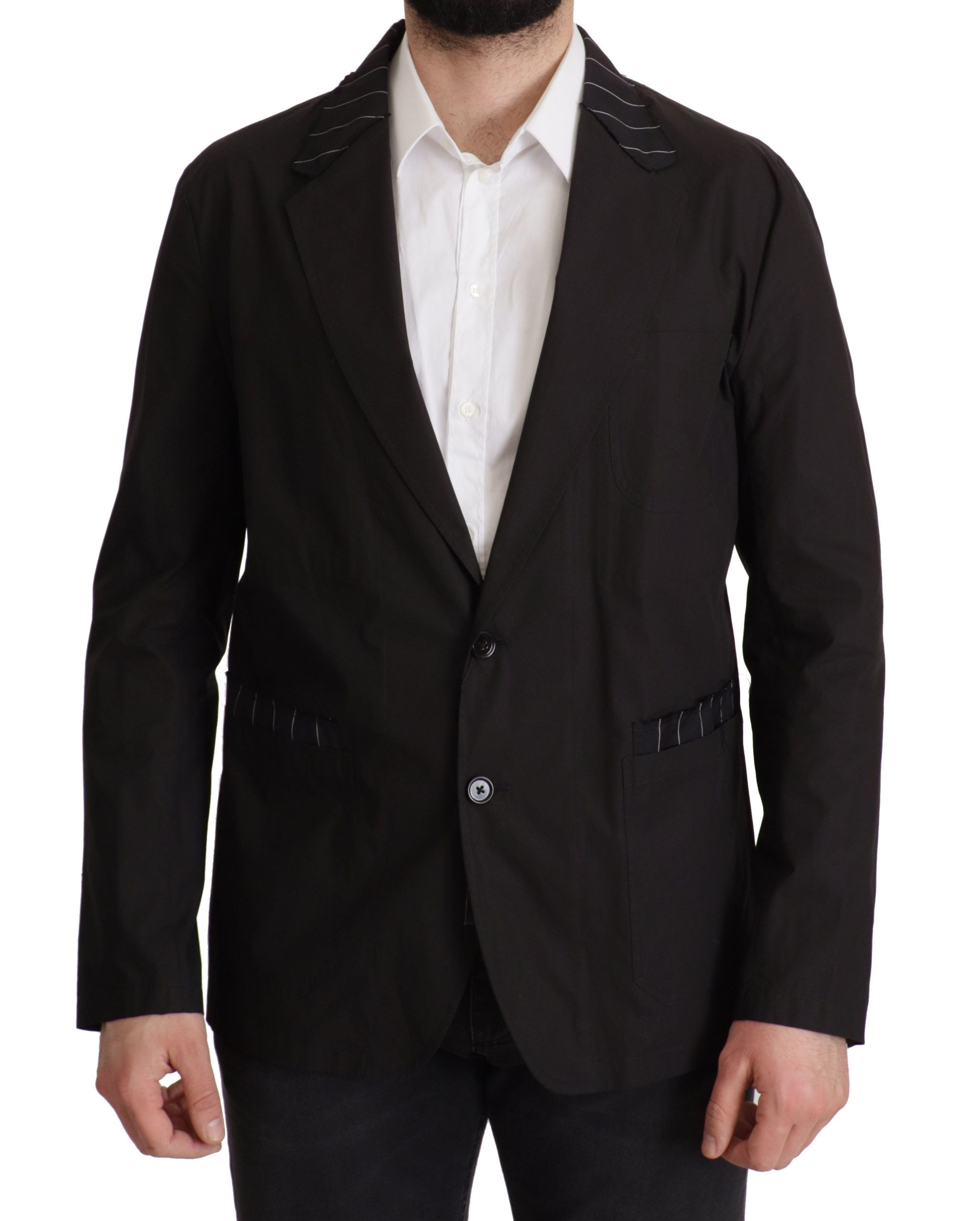 Dolce &amp; Gabbana Elegante schwarze Blazerjacke aus Baumwoll-Wollmischung