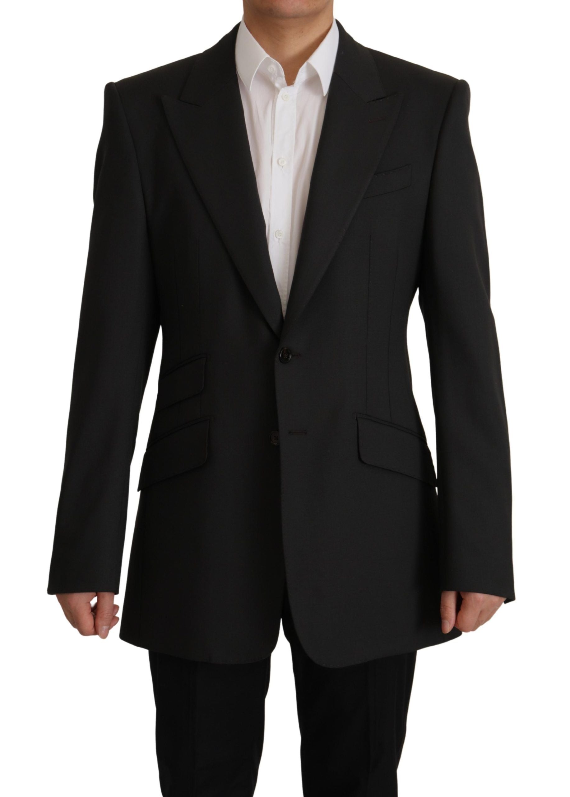 Dolce &amp; Gabbana Elegante, schmale Blazerjacke aus schwarzer Wolle