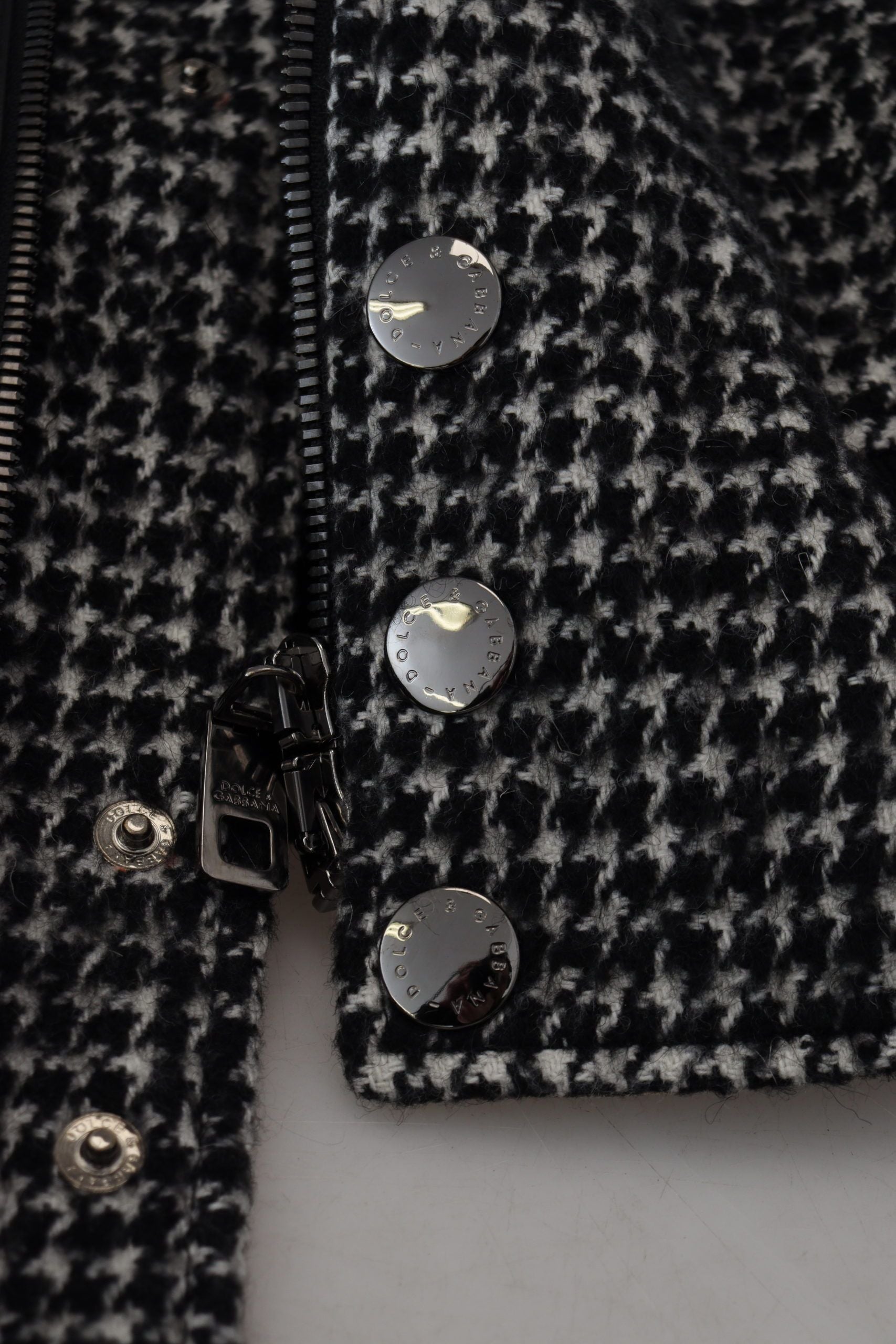 Dolce &amp; Gabbana – Mehrfarbige Bomberjacke aus Leder mit Hahnentrittmuster