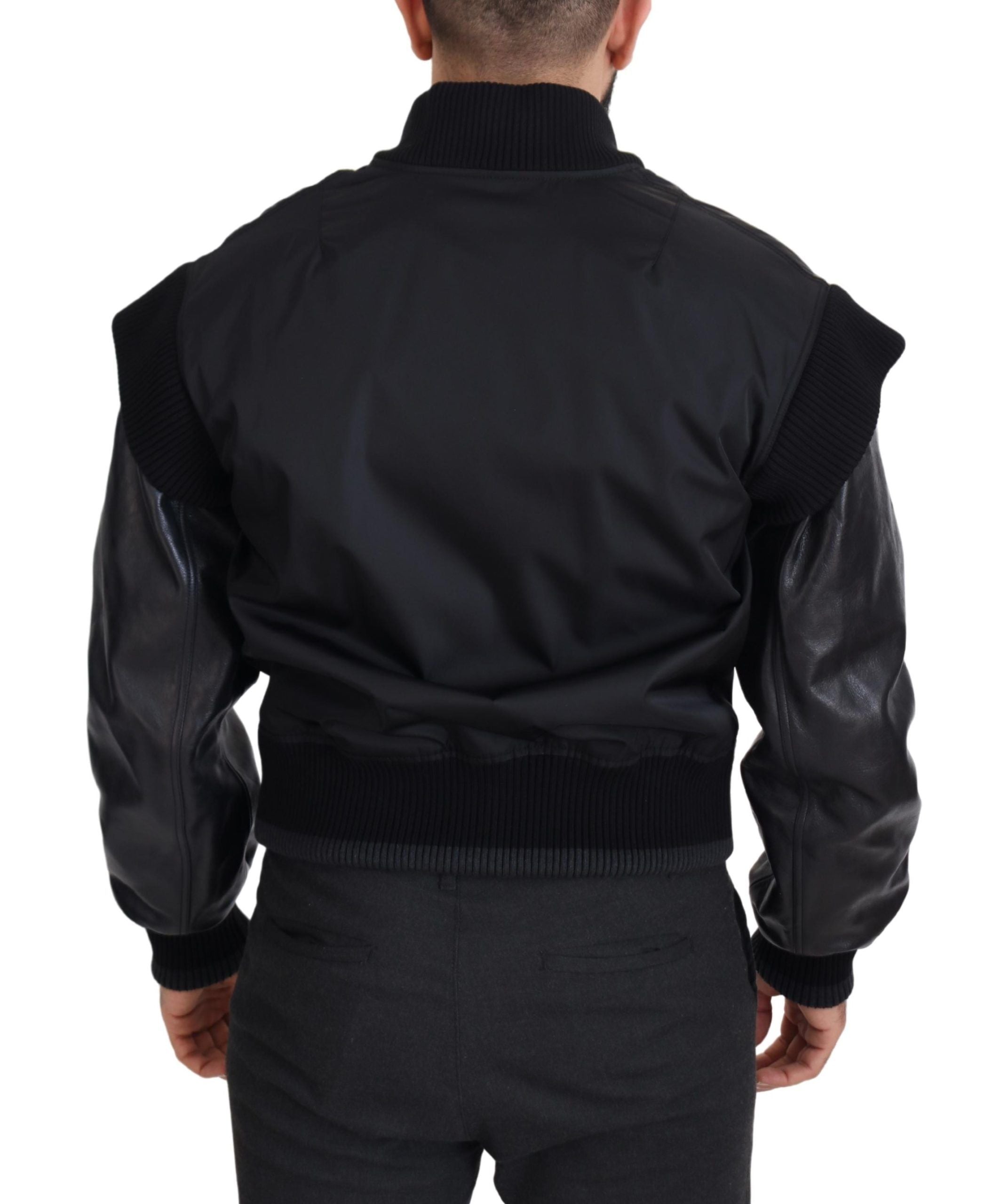 Dolce &amp; Gabbana Elegante schwarze Bomberjacke mit Kristallverzierung