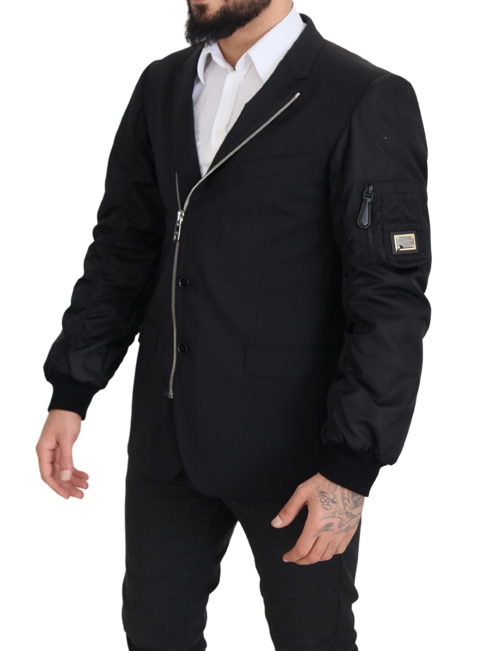 Dolce &amp; Gabbana Elegante schwarze Schurwolljacke