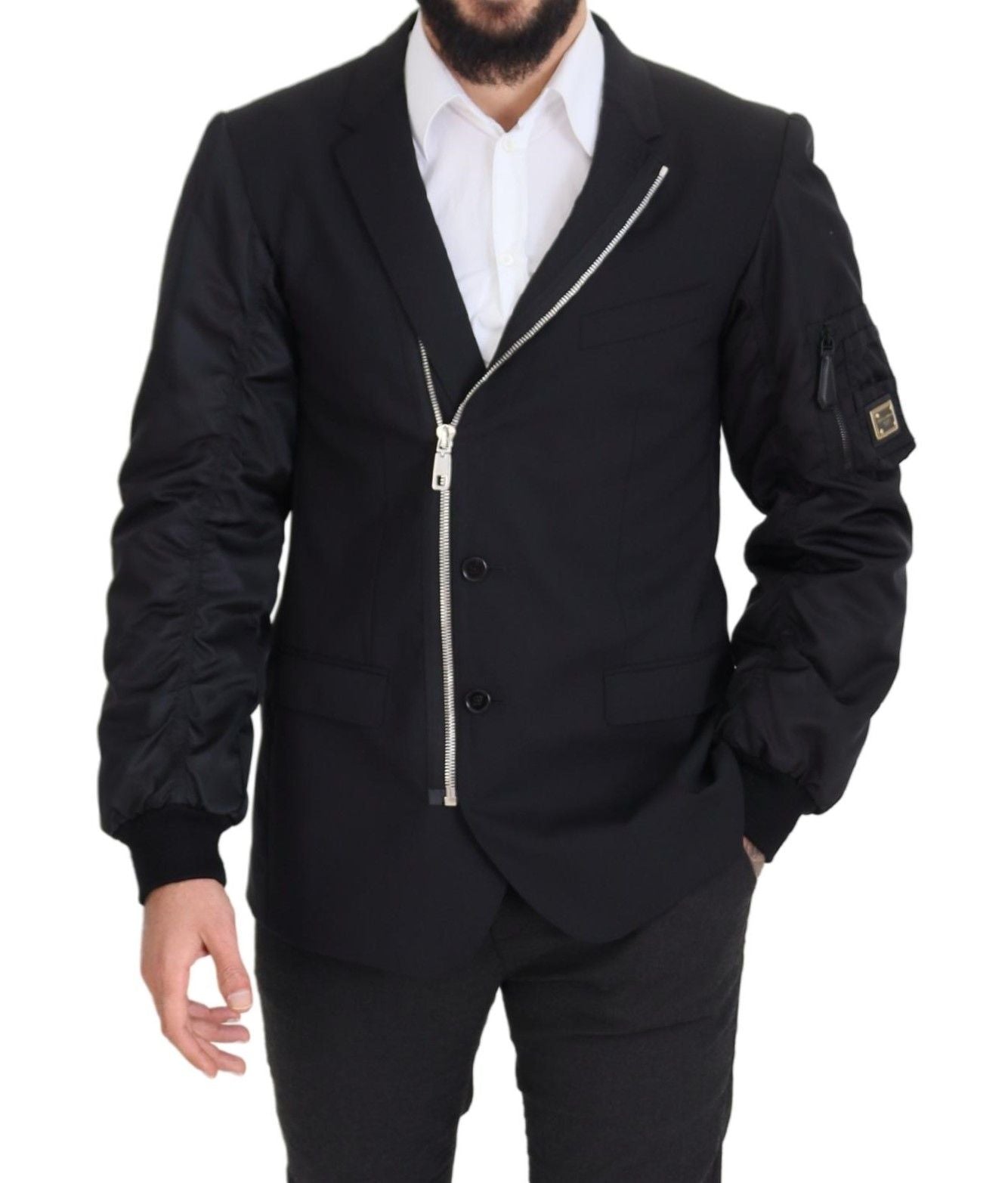 Dolce &amp; Gabbana Elegante schwarze Schurwolljacke
