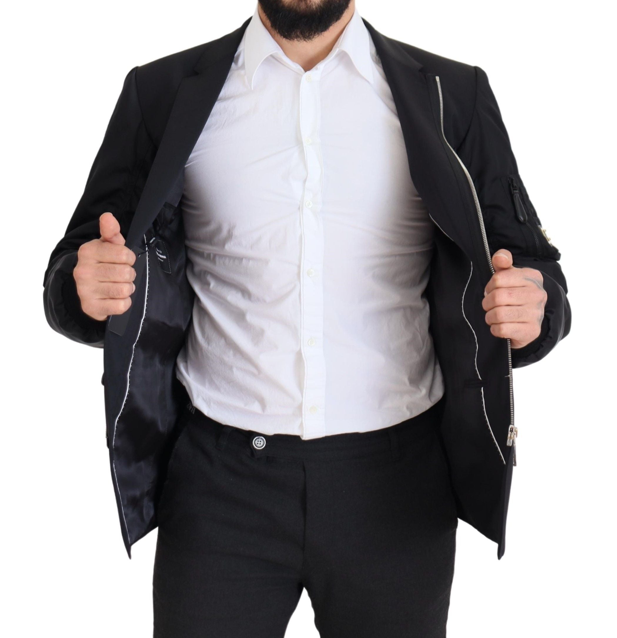 Dolce &amp; Gabbana Elegante schwarze Schurwolljacke