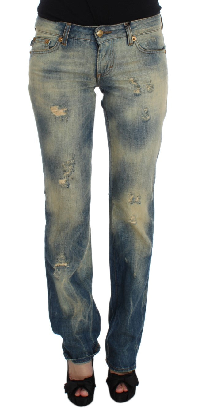 Blugi Cavalli Elegant Slim Bootcut albaștri
