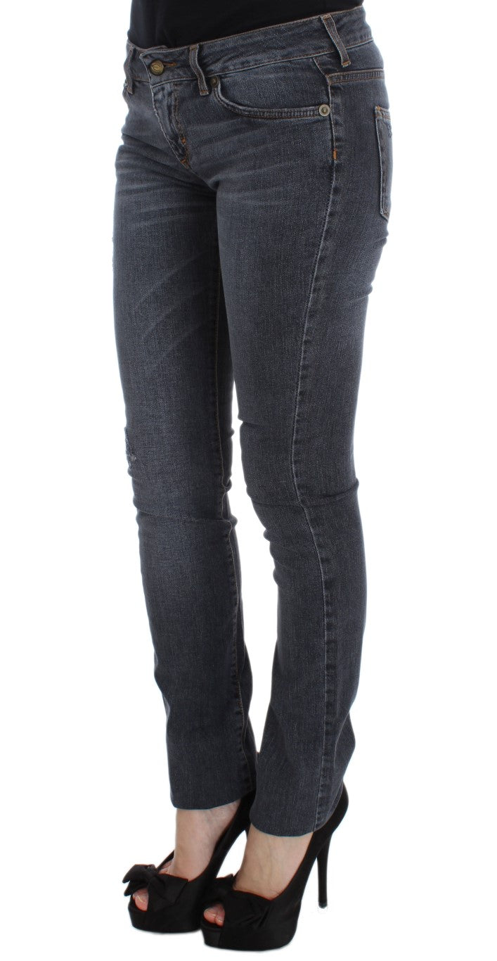Blugi Cavalli Slim Fit verzi, albastru-aprins, cu aspect de diamant