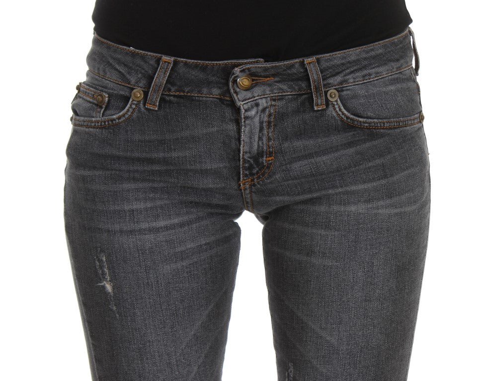 Blugi Cavalli Slim Fit verzi, albastru-aprins, cu aspect de diamant