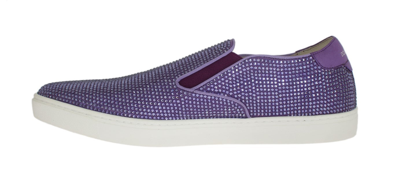 Dolce &amp; Gabbana Elegante Lila Strass Fashion Sneakers