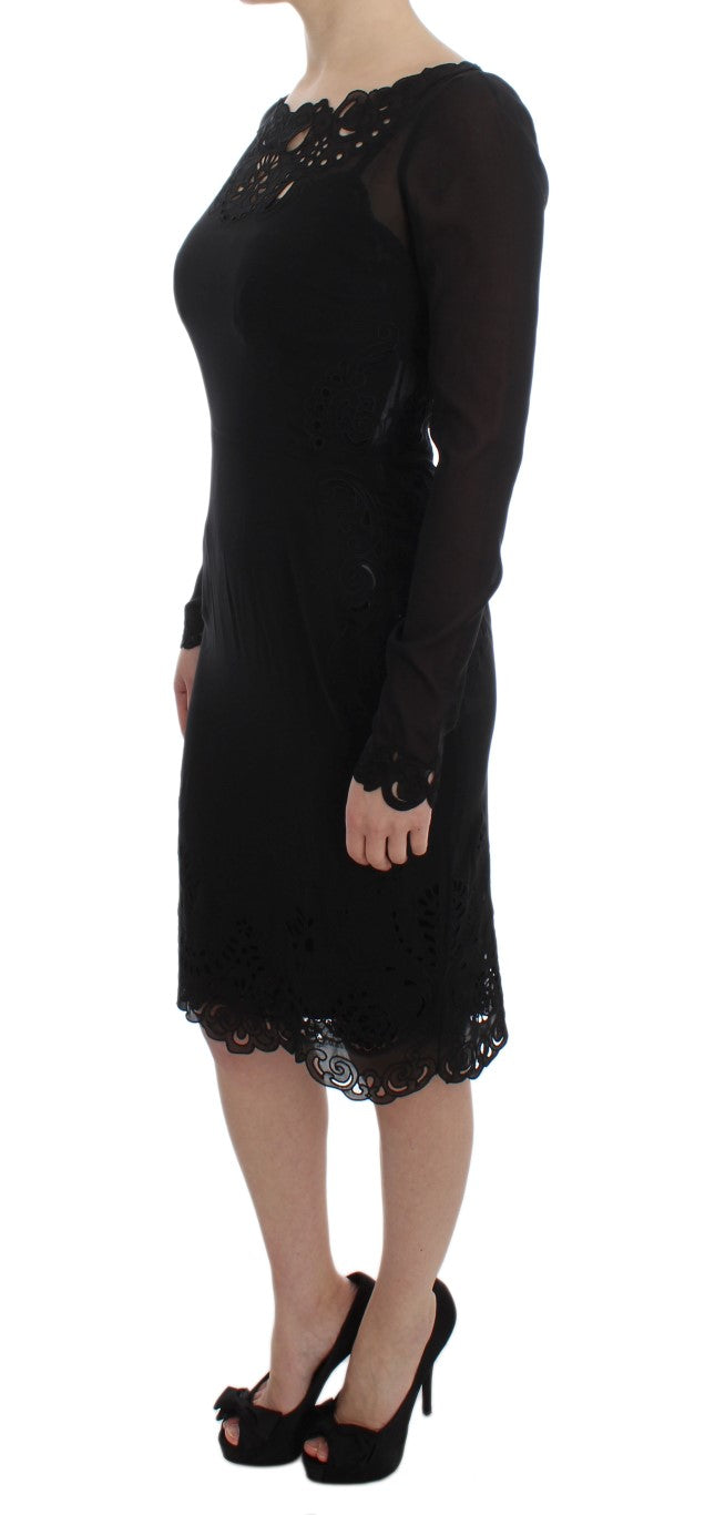 Dolce &amp; Gabbana Elegantes schwarzes Etuikleid aus floraler Spitze